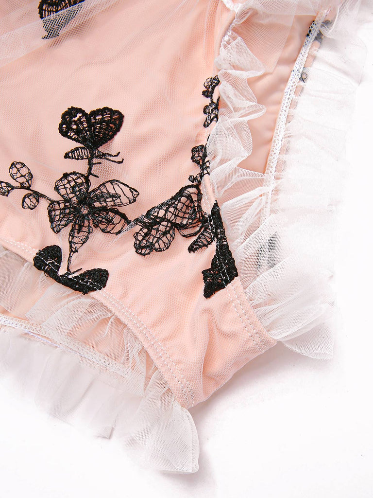 1950s Lace Strawberry Cami Tankini Set