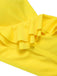 2PCS Yellow 1950s Sunflower Ruffles V-Neck Swimsuit