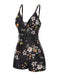 Black 1940s Floral Boxer Straps Swimsuit