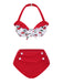 2PCS Red 1950s Cherry Bikini & Tie-Waist Cover up