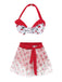 2PCS Red 1950s Cherry Bikini & Tie-Waist Cover up