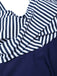 Blue 1940s Wide Straps Stripe Swim Dress