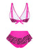 Pink 1950s Strap Zebra Print Bikini Set