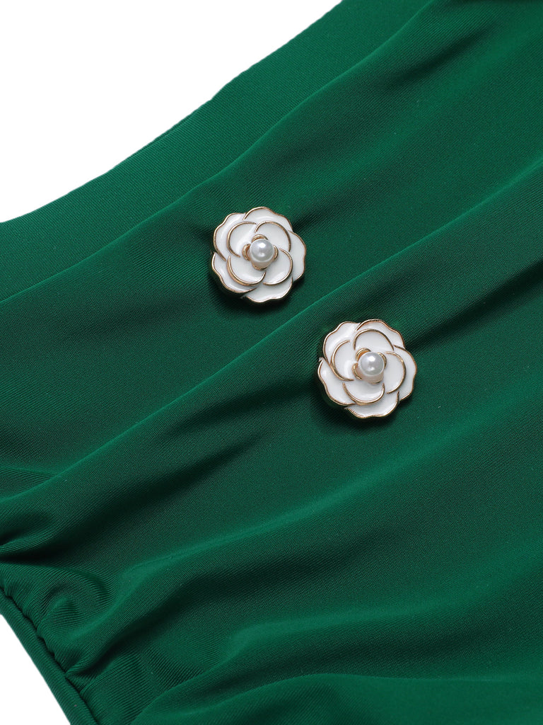 Blue 1940s Striped Halter Swimsuit Set