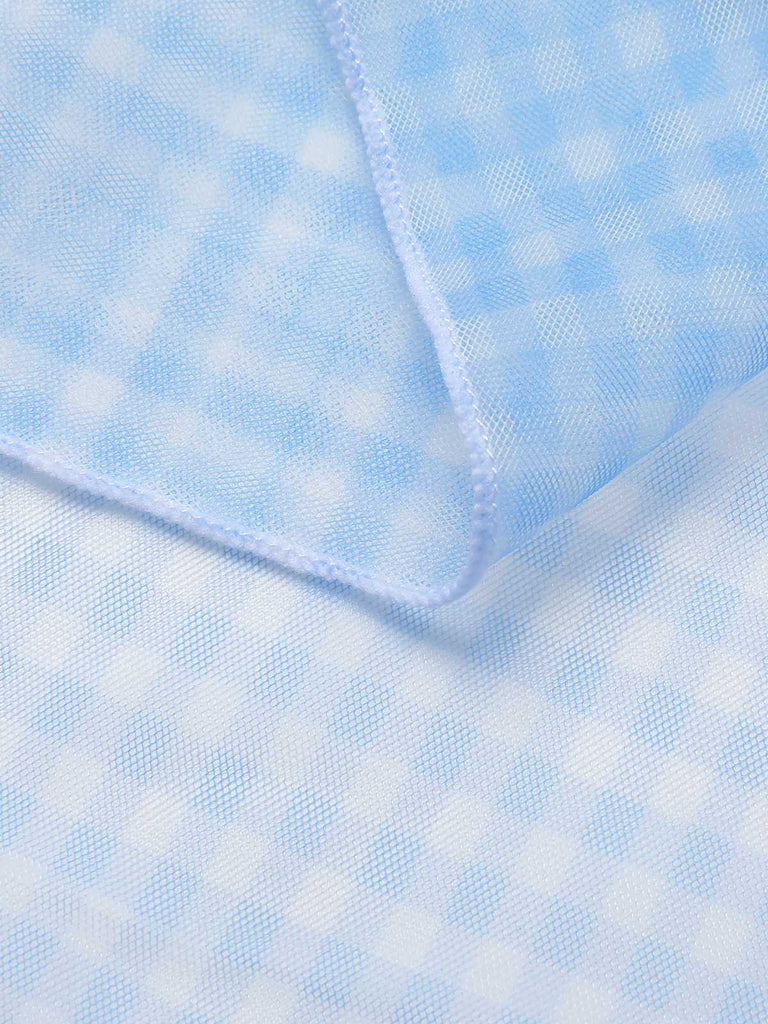 2PCS Blue 1950s Plaids Swimsuit & Mesh Cover-Up