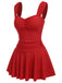 Red 1950s Pleated Solid One-Piece Swimsuit
