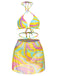 1950s Colorful Halter Bikini Set & Cover-Up