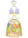 1950s Colorful Halter Bikini Set & Cover-Up
