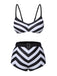 Black 1950s Striped Spaghetti Strap Swimsuit