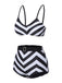 Black 1950s Striped Spaghetti Strap Swimsuit