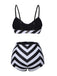 Black 1950s Striped Spaghetti Strap Swimsuit