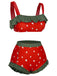 Red 1950s Strawberry Ruffle Strap Swimsuit
