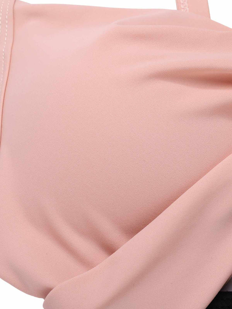 Green & Black 1940s Hollow Waist Patchwork Swimsuit