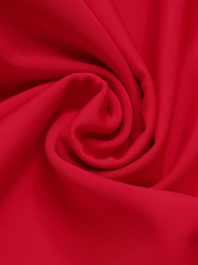 Red 1940s Bow Straps One-Piece Swimsuit