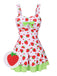 Red & Green 1940s Strawberry Bow Swim Dress