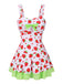 Red & Green 1940s Strawberry Bow Swim Dress