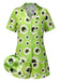Green 1970s Halloween Eyeball Lapel Pajama Set