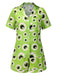 Green 1970s Halloween Eyeball Lapel Pajama Set
