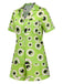 Green 1970s Halloween Eyeball Lapel Pajama Set