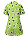 Green 1970s Halloween Eyeball Lapel Pajama Set