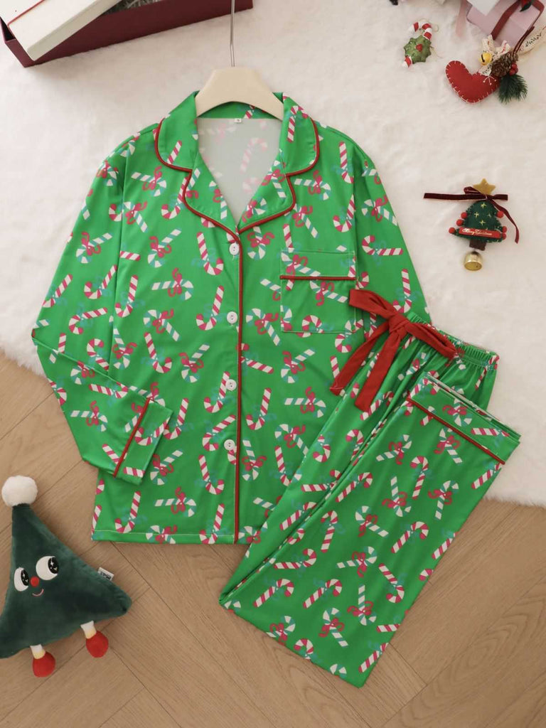 1950s Christmas Candy Cane Pajama Set