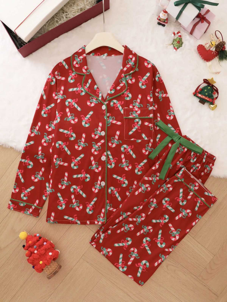 1950s Christmas Candy Cane Pajama Set