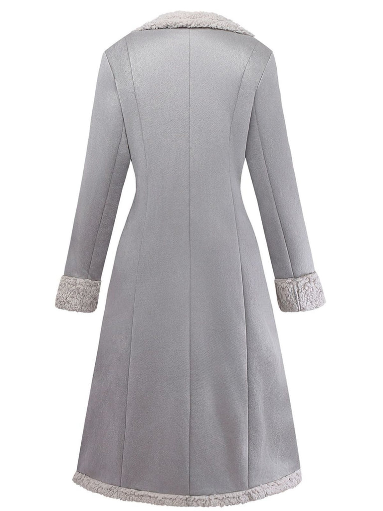 1930s Solid Lapel Button Suedette Mid-Length Coat