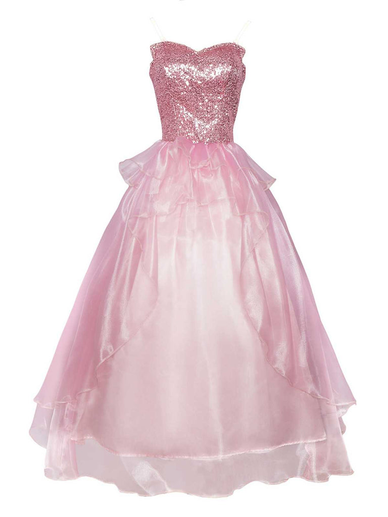 Pink 1970s Wicked Sequin Princess Layered Tulle Dress