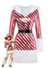 Red 1960s Candy Cane Stripe Hooded Dress & Leg Warmers