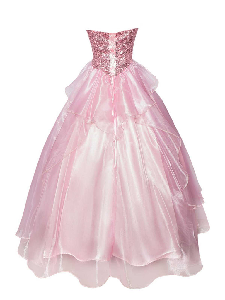 Pink 1970s Wicked Sequin Princess Layered Tulle Dress