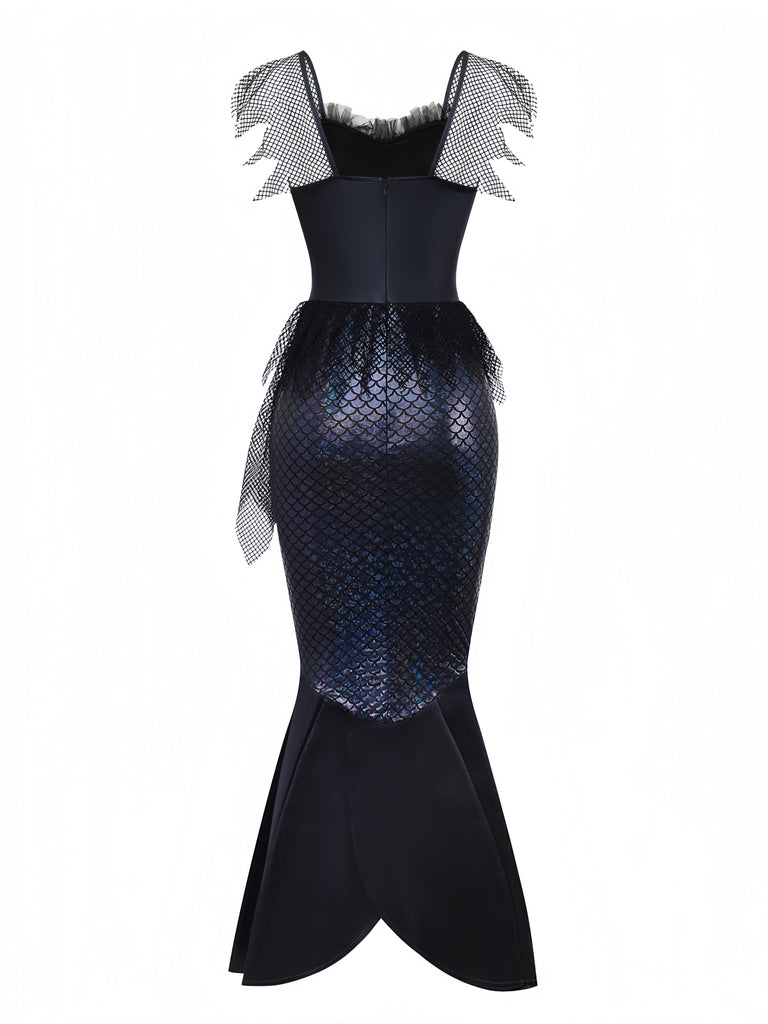 Black 1930s Sequined Mermaid Evening Dress