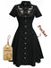 Black 1950s Cotton Floral Embroidered Western Style Dress
