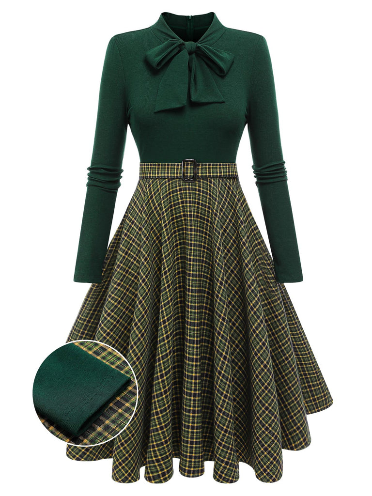 Black 1950s Plaid Knitting Dress