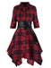 1950s 3/4 Sleeve Plaid Belt Dress
