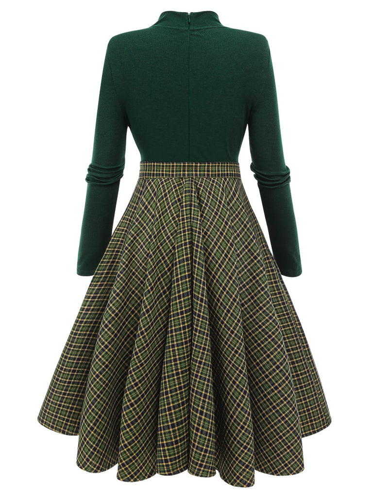 Black 1950s Plaid Knitting Dress
