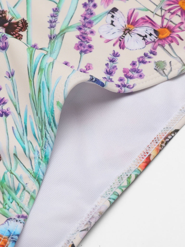 1960s Butterfly Halter One-Piece Bikini Set