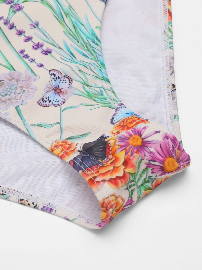 1960s Butterfly Halter One-Piece Bikini Set