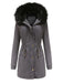 1950s Solid Zipper Fur Trimmed Coat