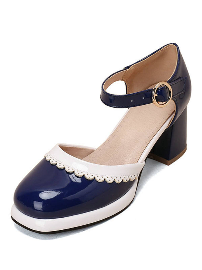 Retro Ankle Strap High Heels Shoes