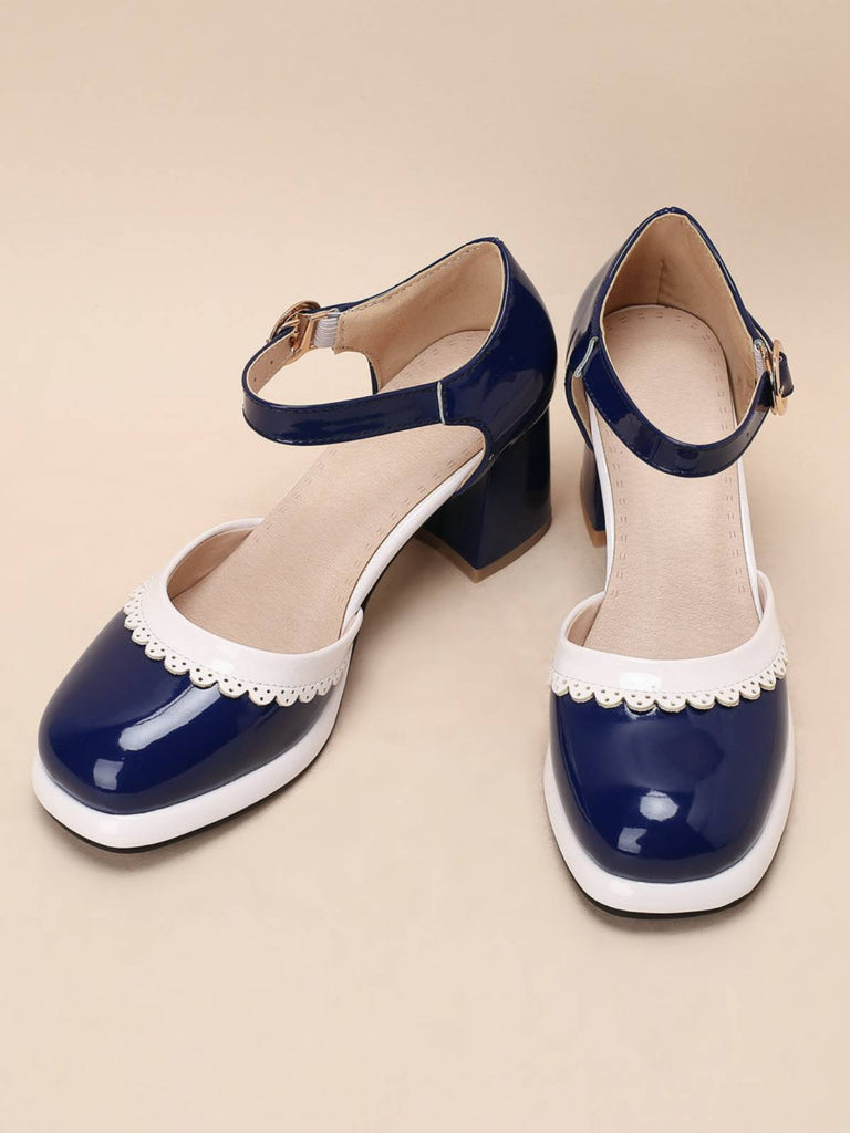 Retro Ankle Strap High Heels Shoes