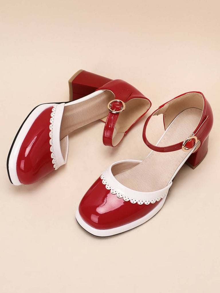 Retro Ankle Strap High Heels Shoes