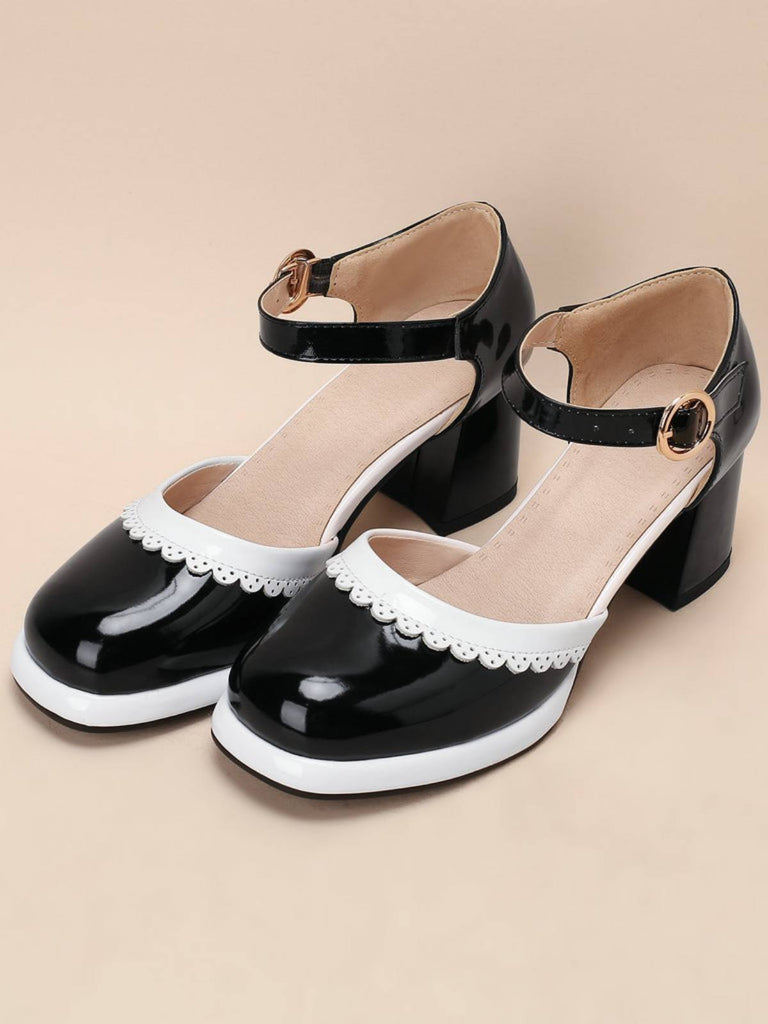 Retro Ankle Strap High Heels Shoes