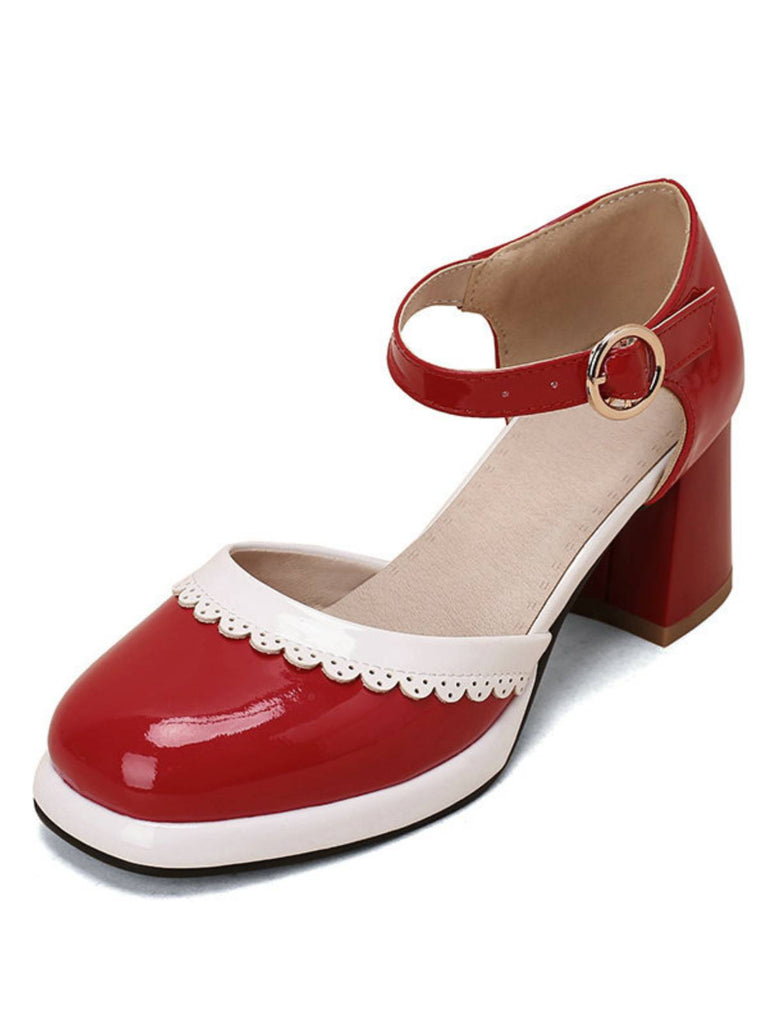 Retro Ankle Strap High Heels Shoes