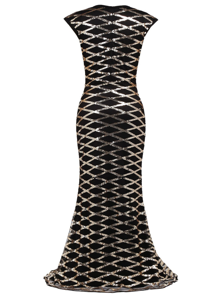 Gold 1920s Sequin Maxi Dress