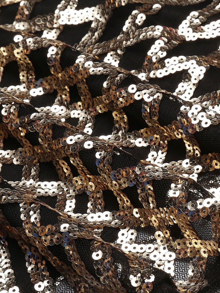 Gold 1920s Sequin Maxi Dress