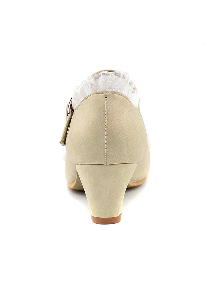 Retro Bowknot Lace High Heels Shoes