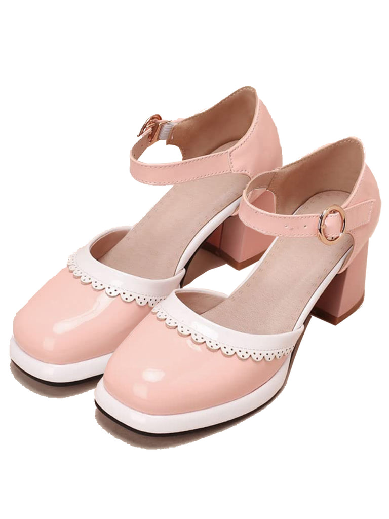 Retro Ankle Strap High Heels Shoes