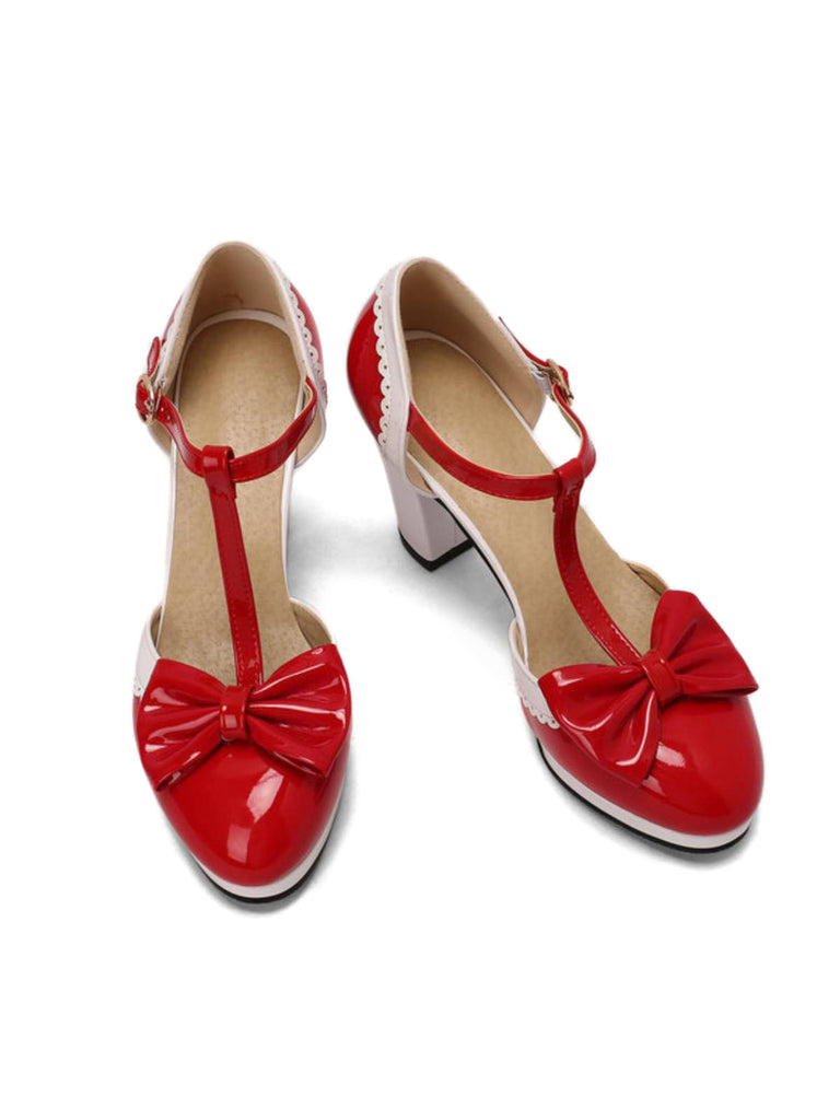 Bowknot Chunky Heels Mary Jane Shoes