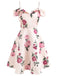 Pink 1950s Floral Spaghetti Strap Dress