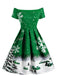 Green 1950s Snowfall Off Shoulder Dress